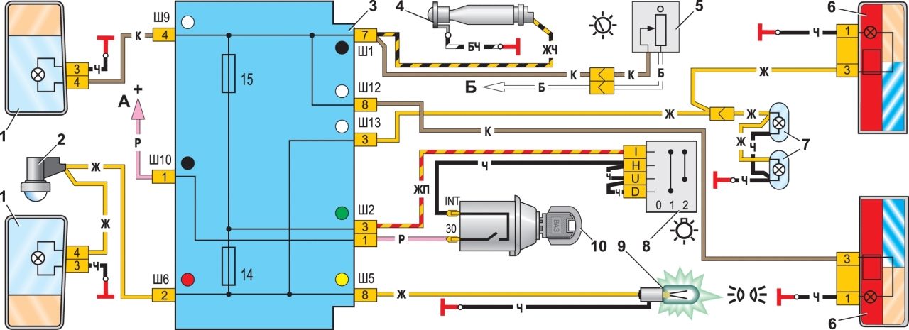 Схема электрооборудования автомобиля ВАЗ